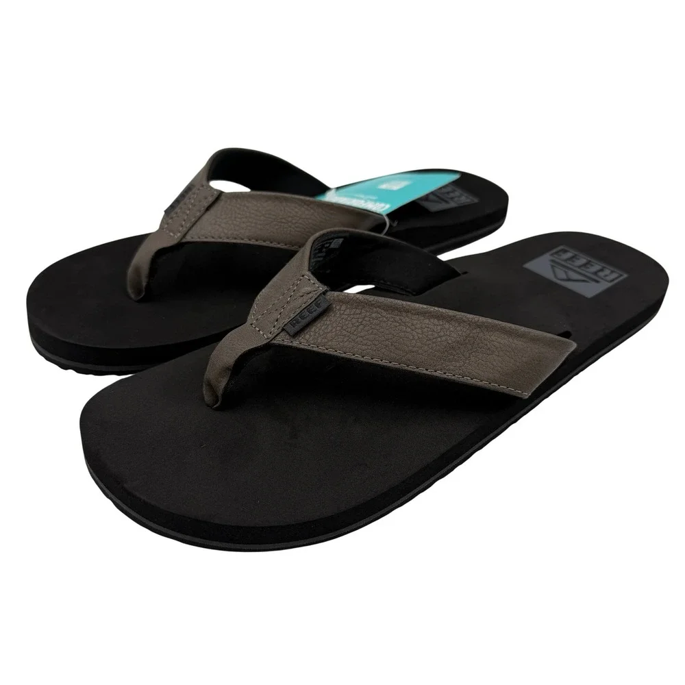 REEF Twinpin Grey Black New Casual Beach Thong Sandals RF002915GRE Men's 9 *NEW*